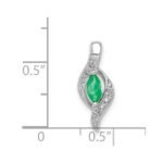 14k White Gold  Diamond and Marquise Emerald Chain Slide - Image 4