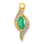 14k Diamond and Marquise Emerald Chain Slide