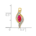 10k Diamond and Marquise .25 Ruby Pendant - Image 3