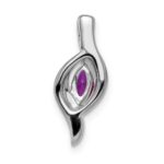 14k White Gold Diamond and .25 Marquise Ruby Chain Slide - Image 3