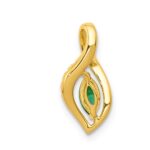 14k Diamond and Marquise Emerald Chain Slide - Image 3