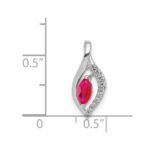 14k White Gold Diamond and .32 Marquise Ruby Chain Slide - Image 4