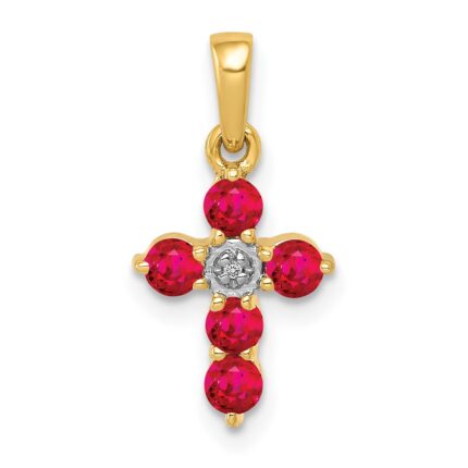 14k Ruby and Diamond Cross Pendant