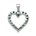14k White Gold Diamond and Emerald Heart Pendant - Image 3