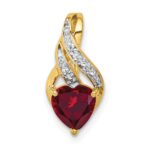 14k Diamond and Lab Created Ruby Heart Pendant Fits up to 2mm Regular/5mm Fancy or Reversible Omega