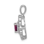 14k White Gold 1/6 carat Lab Grown Diamond VS/SI+ G+ and Lab Created Ruby Pendant - Image 2