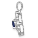 14k White Gold 1/6 carat Lab Grown Diamond VS/SI+ G+ and Lab Created Blue Sapphire Pendant - Image 2