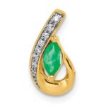 14k Diamond and Marquise Emerald Teardrop Chain Slide