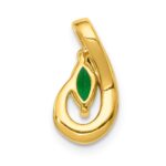 14k Diamond and Marquise Emerald Teardrop Chain Slide - Image 3