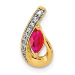 14k Diamond and .28 Marquise Ruby Teardrop Chain Slide