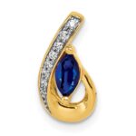 14k Diamond and .28 Marquise Sapphire Teardrop Chain Slide