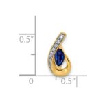 14k Diamond and .28 Marquise Sapphire Teardrop Chain Slide - Image 4