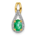14k 1/10 carat Lab Grown Diamond VS/SI+ G+ and Lab Created Emerald Pendant
