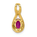 14k Diamond and .50 Oval Ruby Teardrop Halo Pendant - Image 3