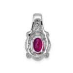 14k White Gold Polished Diamond and 7x5mm Oval Ruby Vintage Pendant - Image 3