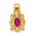14k Polished Diamond and 7x5mm Oval Ruby Vintage Pendant - Image 3