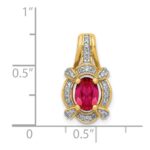 14k Polished Diamond and 7x5mm Oval Ruby Vintage Pendant - Image 4