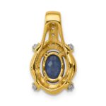 14k Diamond and Oval Sapphire Fancy Vintage Pendant - Image 3