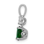 14k White Gold Diamond and Oval Emerald Pendant - Image 2