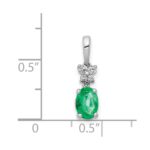 14k White Gold Diamond and Oval Emerald Pendant - Image 4