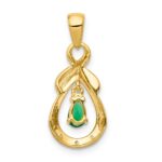 14k Pear Emerald and Diamond Dangle Pendant - Image 3