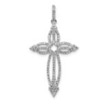 14k White Gold 1/3 carat Diamond Fancy Cross Pendant
