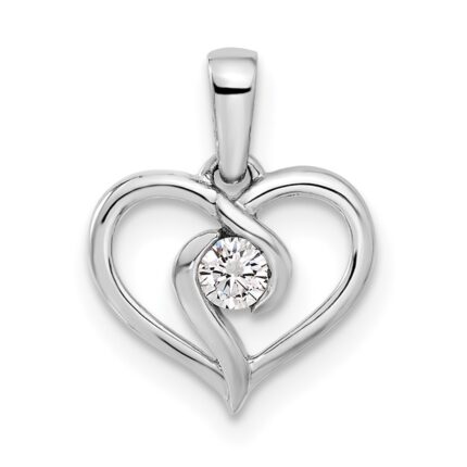 14k White Gold 1/10 carat Lab Grown Diamond VS/SI+ G+ Complete Heart Pendant