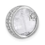 14k White Gold 1/10 carat Diamond and Moonstone Star and Moon Chain Slide