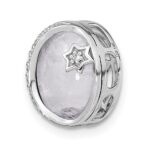 14k White Gold 1/10 carat Diamond and Moonstone Star and Moon Chain Slide - Image 4