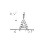 14k White Gold 1/8 carat Lab Grown Diamond VS/SI+ G+ Complete Letter A Initial Pendant - Image 4