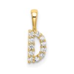 14k 1/10 carat Lab Grown Diamond VS/SI+ G+ Complete Letter D Initial Pendant
