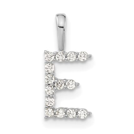 14k White Gold 1/8 carat Lab Grown Diamond VS/SI+ G+ Complete Letter E Initial Pendant