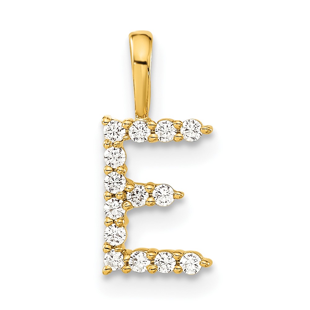 PM6988E-014-YAA.jpg 14k 1/8 carat Lab Grown Diamond VS/SI+ G+ Complete Letter E Initial Pendant - Image 1