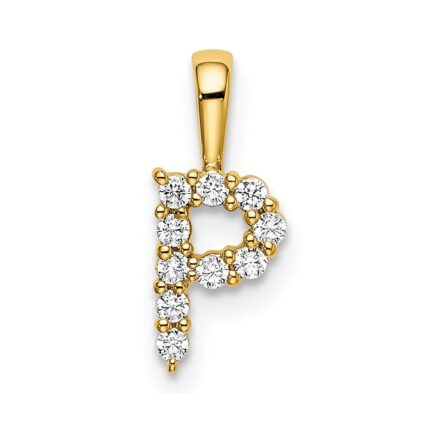 14k 1/10 carat Lab Grown Diamond VS/SI+ G+ Complete Letter P Initial Pendant