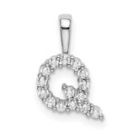 14k White Gold 1/6 carat Lab Grown Diamond VS/SI+ G+ Complete Letter Q Initial Pendant