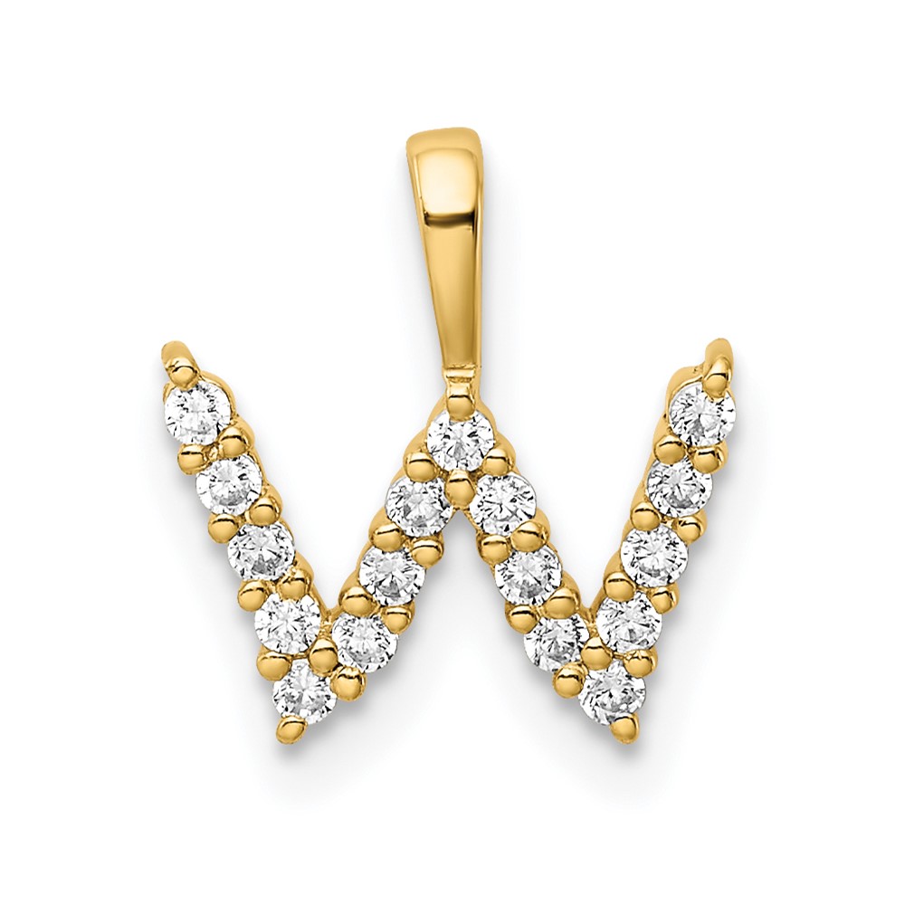 PM6988W-017-YAA.jpg 14k 1/6 carat Lab Grown Diamond VS/SI+ G+ Complete Letter W Initial Pendant - Image 1