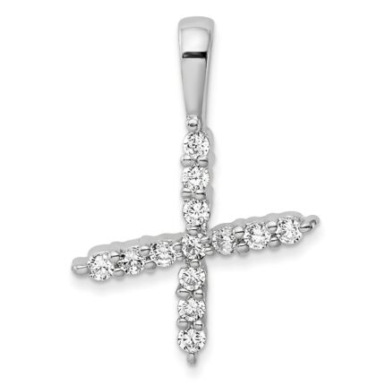 14k White Gold 1/8 carat Lab Grown Diamond VS/SI+ G+ Complete Letter X Initial Pendant
