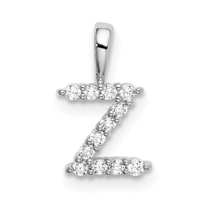 14k White Gold 1/8 carat Lab Grown Diamond VS/SI+ G+ Complete Letter Z Intitial Pendant