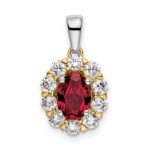 14k Two-Tone 1/2 carat Lab Grown Diamond VS/SI+ G+ and Lab Created Ruby Halo Pendant