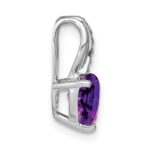 14k White Gold Heart Amethyst and Diamond Chain Slide - Image 2