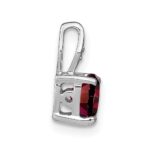 14k White Gold 6mm Heart Garnet and Diamond Chain Slide - Image 2