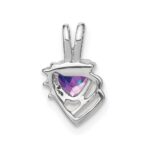 14k White Gold 5mm Heart Amethyst and Diamond Pendant - Image 4