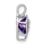 14k White Gold Amethyst and Diamond MOM Heart Pendant - Image 2