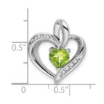 10k White Gold Peridot and Diamond Heart Pendant - Image 2