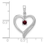 14k White Gold Garnet and Diamond Heart Pendant - Image 3