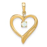 14k Lab Created Opal and Diamond Heart Pendant