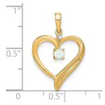 14k Lab Created Opal and Diamond Heart Pendant - Image 3