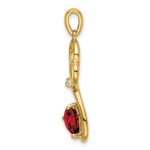 14k Garnet and Diamond Heart Pendant - Image 2