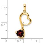 14k Garnet and Diamond Heart Pendant - Image 3