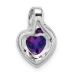 14k White Gold Amethyst and Diamond Heart Pendant - Image 4